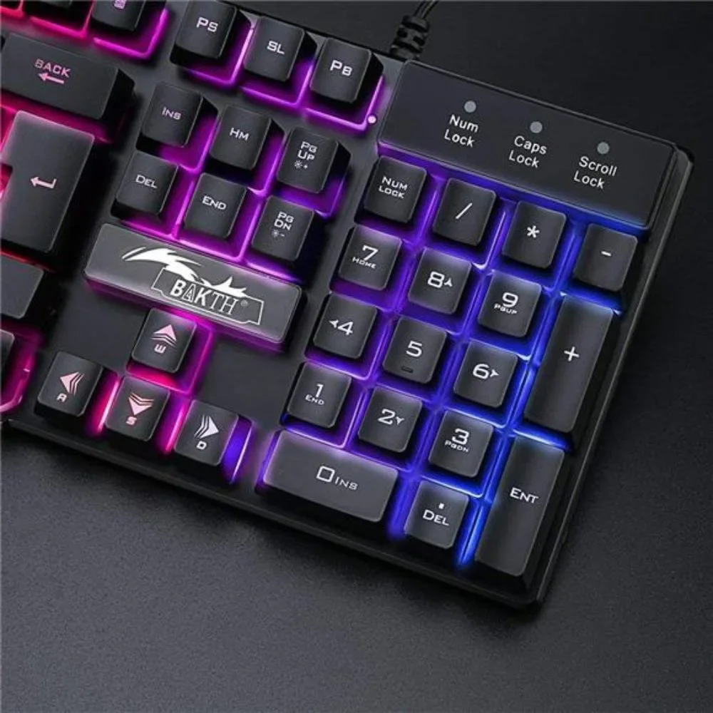 Multiple Color Rainbow LED Backlit Mechanical Feeling USB Wired Gaming Keyboard